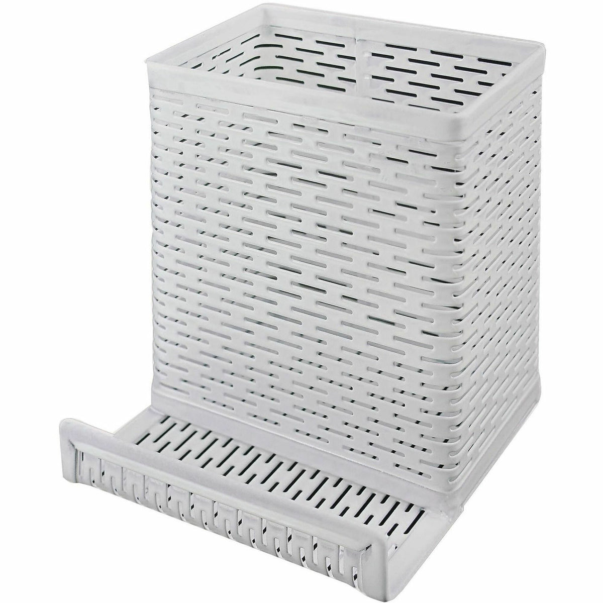 Artistic Urban Collec. Pencil Cup With Phone Stand - 4" Height x 3.5" Width x 3.5" Depth - Metal, Steel - White - 1 Each