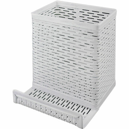 Artistic Urban Collec. Pencil Cup With Phone Stand - 4" Height x 3.5" Width x 3.5" Depth - Metal, Steel - White - 1 Each