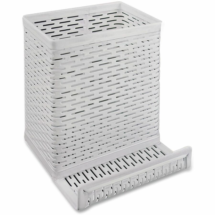 Artistic Urban Collec. Pencil Cup With Phone Stand - 4" Height x 3.5" Width x 3.5" Depth - Metal, Steel - White - 1 Each