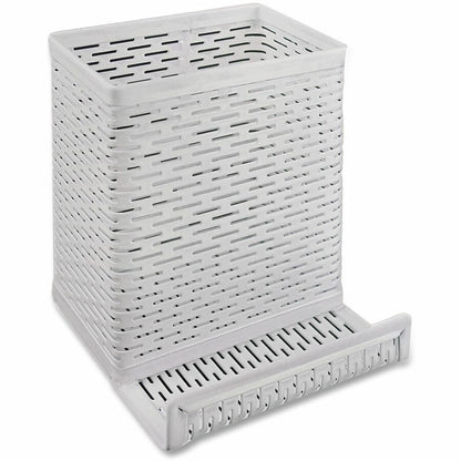Artistic Urban Collec. Pencil Cup With Phone Stand - 4" Height x 3.5" Width x 3.5" Depth - Metal, Steel - White - 1 Each