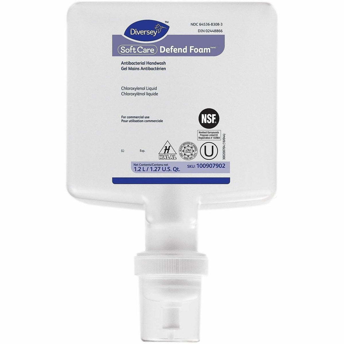 Diversey Soft Care Defend Antibacterial Handwash - 1.27 quart - Bacteria Remover, Soil Remover - Hand, Healthcare, Food 