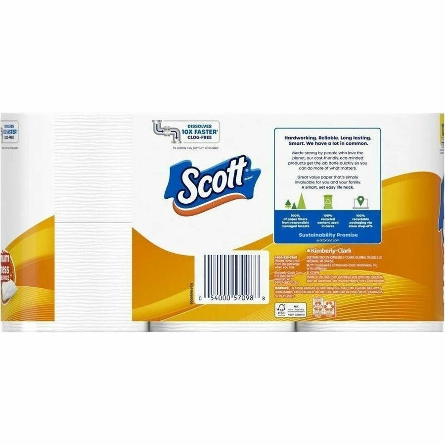 Scott ComfortPlus Toilet Paper - 1 Ply - 231 Sheets/Roll - White - PaperRollRoll - 4 / Carton