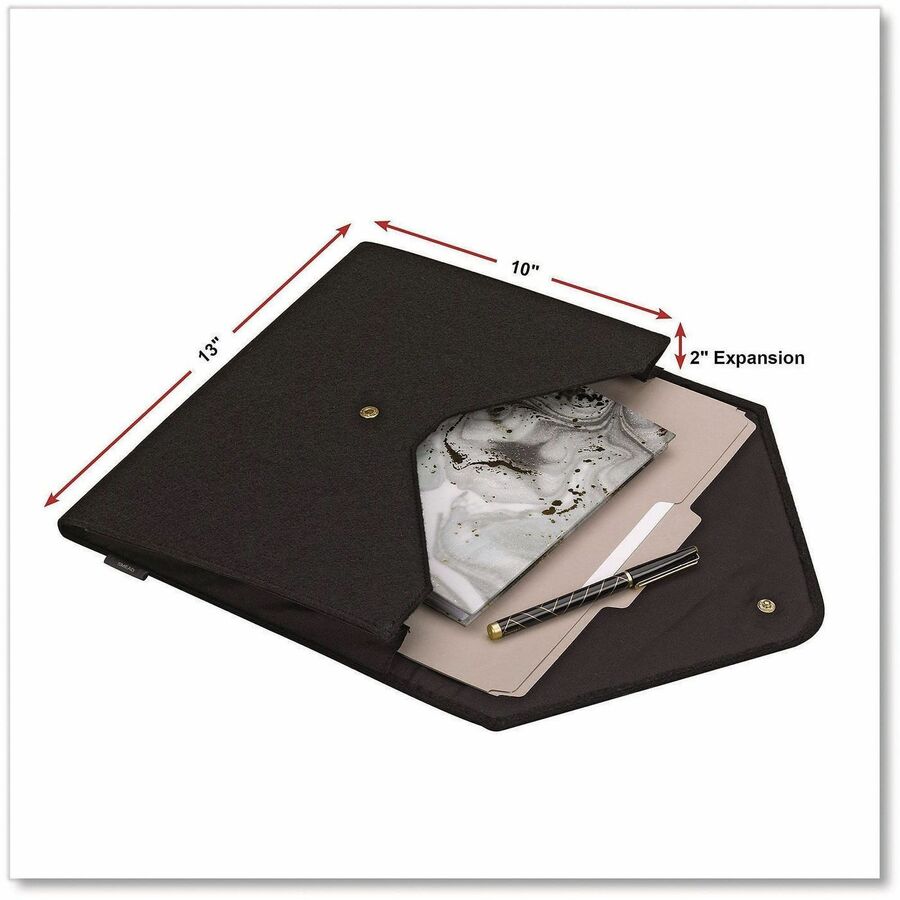 Smead Letter Expanding File - 8 1/2" x 11" - 2" Expansion - 1 Pocket - Cloth - Black - Snap Closure, Acid-free, Gusset, 