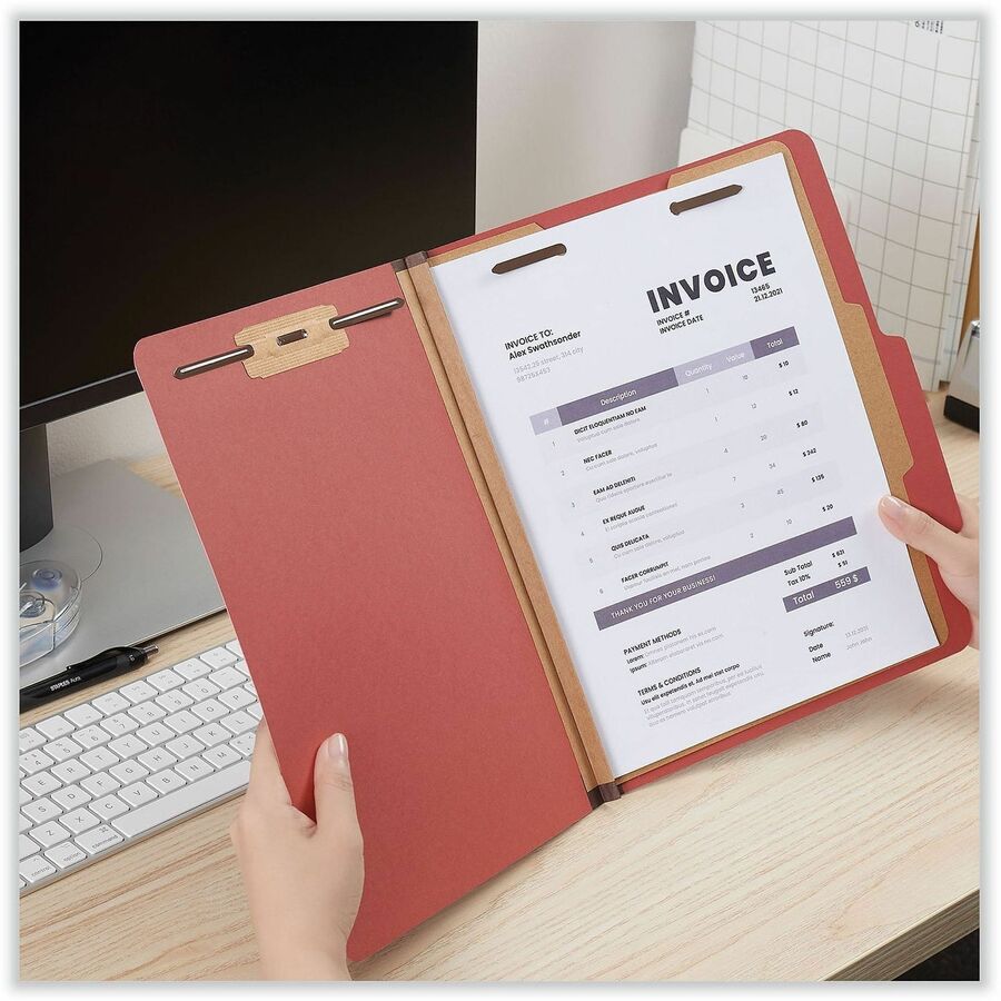 Universal 2/5 Tab Cut Letter Recycled Classification Folder - 2" Expansion - 4 Fastener - 2" Fastener Capacity - Top Tab