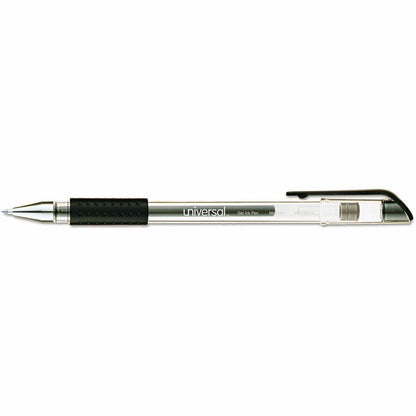 Universal Comfort Grip Gel Pen - 0.7 mm Medium, Conical Pen Point - Black Ink - Gel-based, Water Based - Clear Stick, Bl