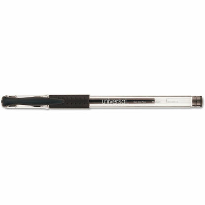 Universal Comfort Grip Gel Pen - 0.7 mm Medium, Conical Pen Point - Black Ink - Gel-based, Water Based - Clear Stick, Bl