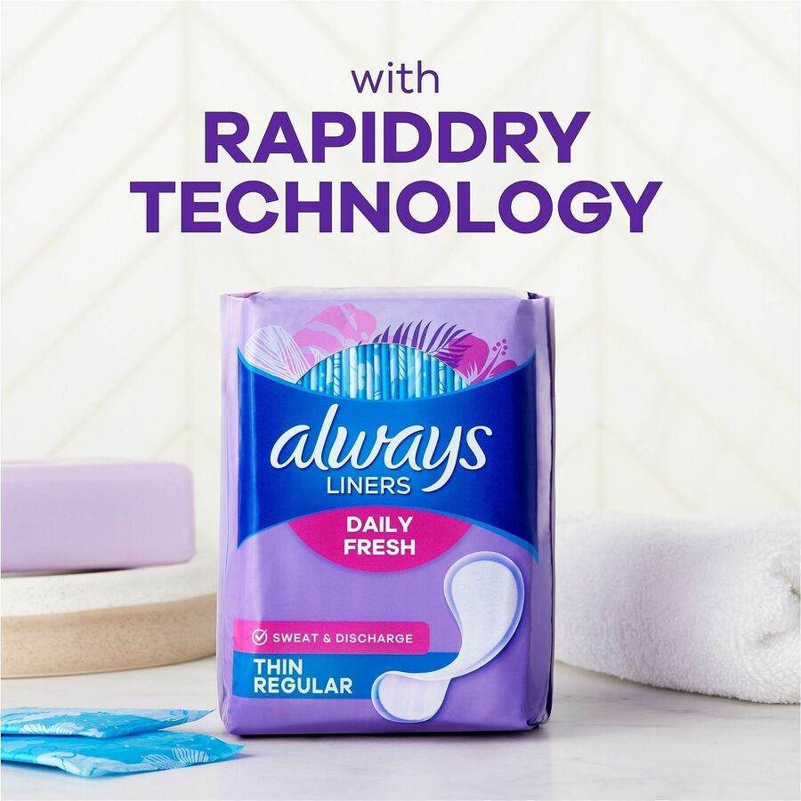 Always Thin Daily Liners, Wrapped - Regular - Absorbent, Comfortable, Individually Wrapped, Unscented - 120 / Pack