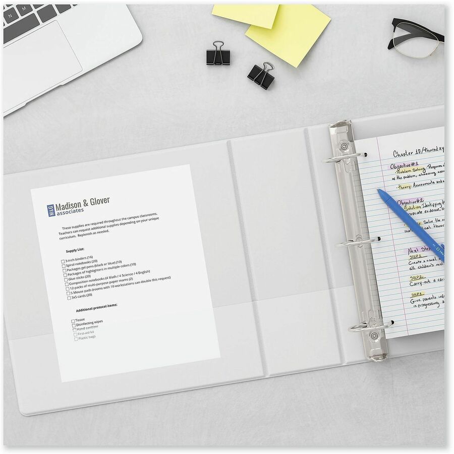 Universal Slant D-Ring View Binder, 3 Rings, 4" Capacity, 11 x 8.5, White - 4" Binder Capacity - 775 Sheet Capacity - 3 