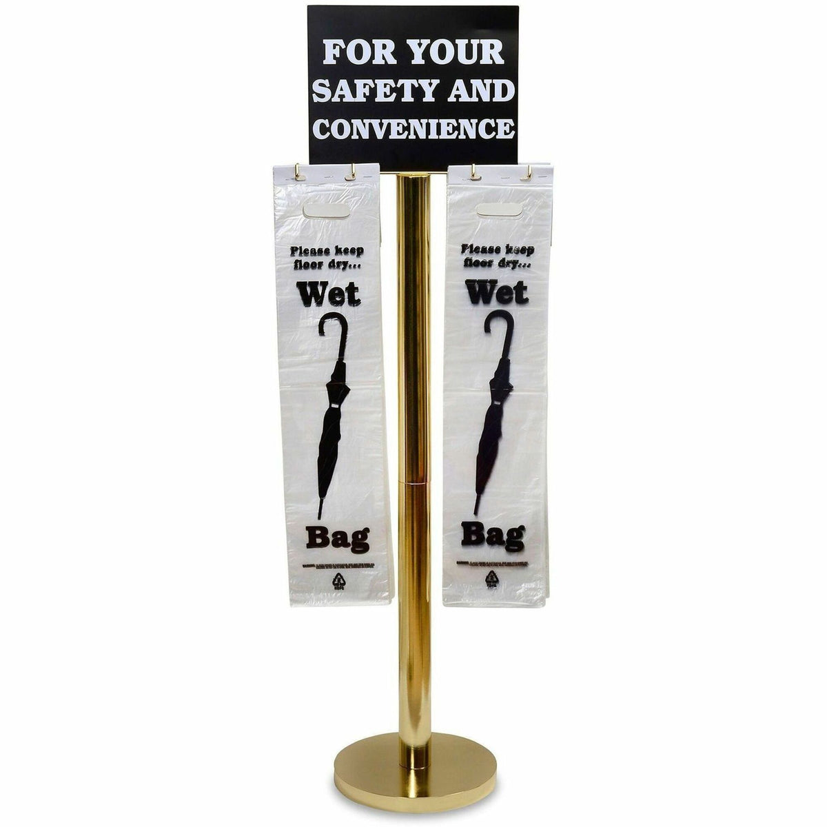 Tatco 2-Sided Wet Umbrella Bags Stand - 54.50" Height x 16" Width x 12" Depth - Floor - Brass Plated - Brass - For Bag -