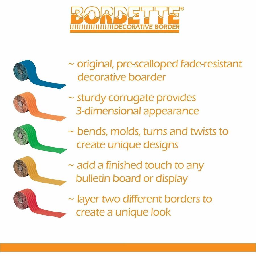 Pacon® Bordette Decorative Borders - Skill Learning: Decoration - Pre-scalloped Shape - Fade Resistant, Sturdy, Recyclab