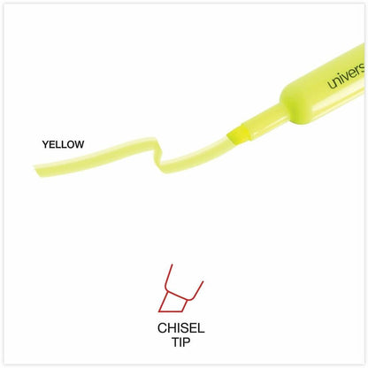 Universal Highlighter - Fluorescent Yellow Ink - Yellow Barrel - 12 / Dozen