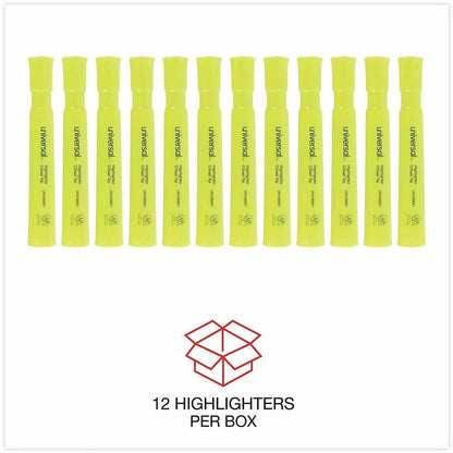 Universal Highlighter - Fluorescent Yellow Ink - Yellow Barrel - 12 / Dozen