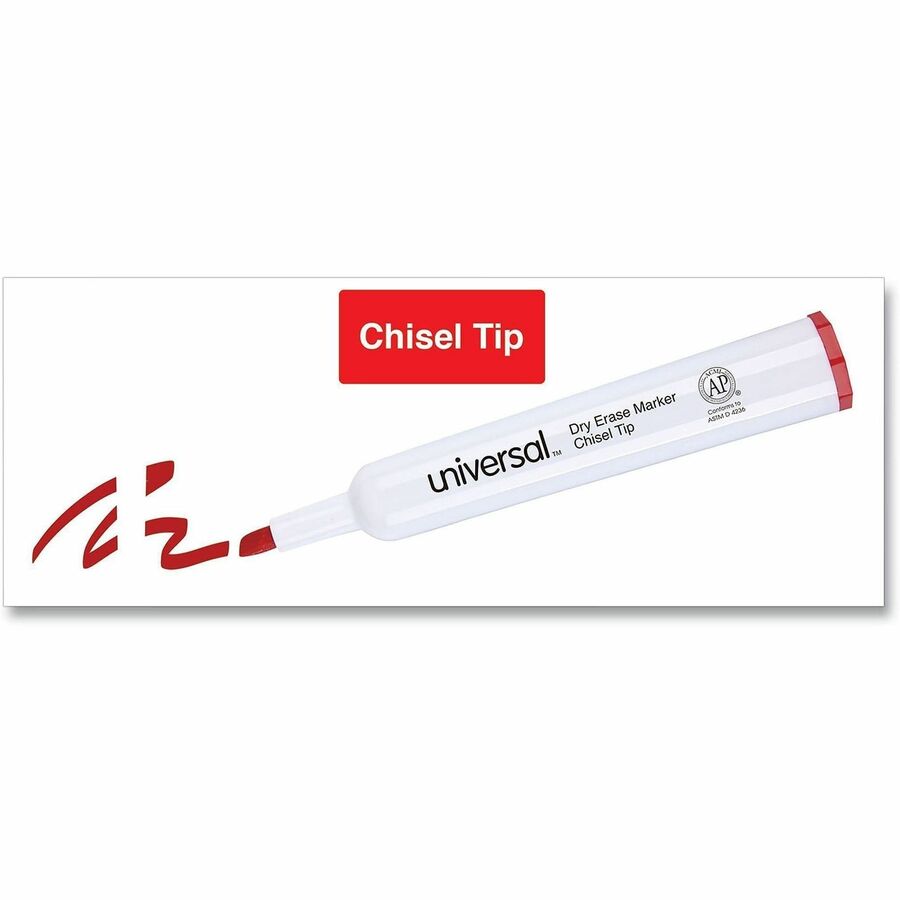 Universal Dry Erase Marker - Erasable - Red Ink - Dry - Glass, General Purpose, Classroom, Home, Office - 12 / Dozen