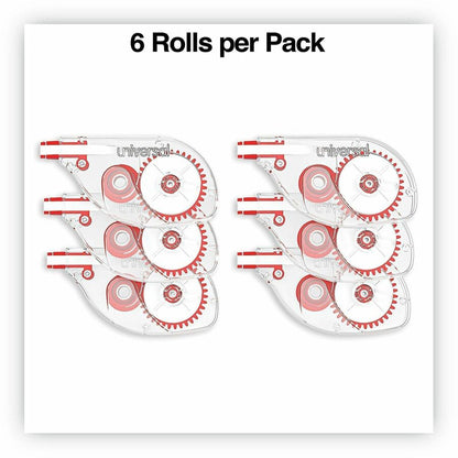 Universal Correction Tape - 0.20" Tape Width x 32.75 ft Tape Length - 1 Line(s) - White Tape - Red, Clear Dispenser - 6 