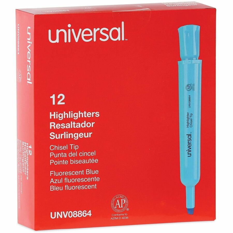 Universal Highlighter - Fluorescent Blue Ink - Blue Barrel - 12 / Dozen