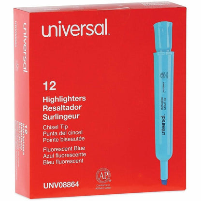 Universal Highlighter - Fluorescent Blue Ink - Blue Barrel - 12 / Dozen