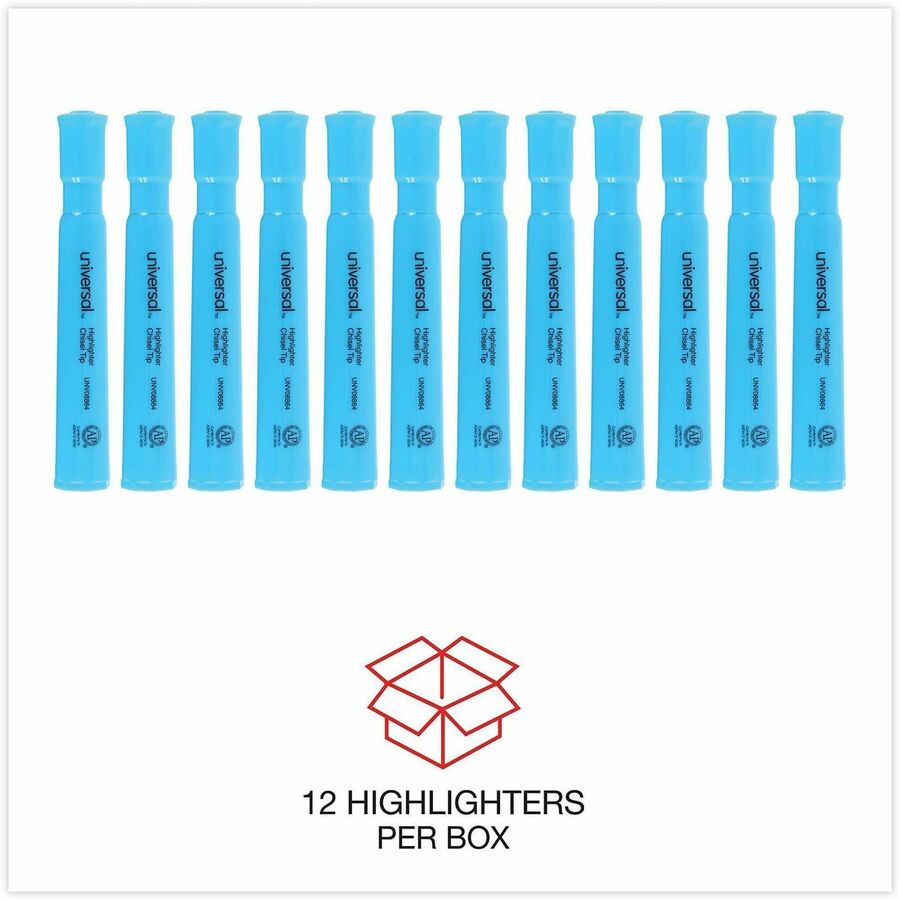 Universal Highlighter - Fluorescent Blue Ink - Blue Barrel - 12 / Dozen