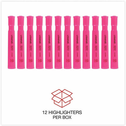 Universal Highlighter - Fluorescent Pink Ink - Pink Barrel - 12 / Dozen