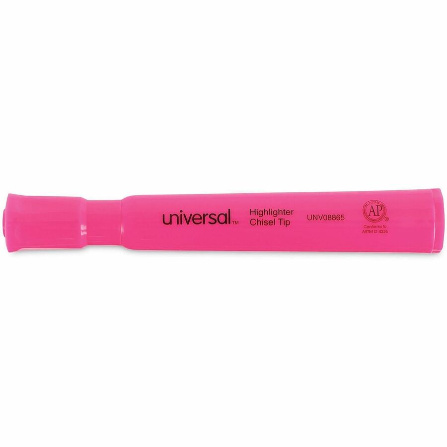 Universal Highlighter - Fluorescent Pink Ink - Pink Barrel - 12 / Dozen