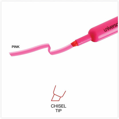 Universal Highlighter - Fluorescent Pink Ink - Pink Barrel - 12 / Dozen