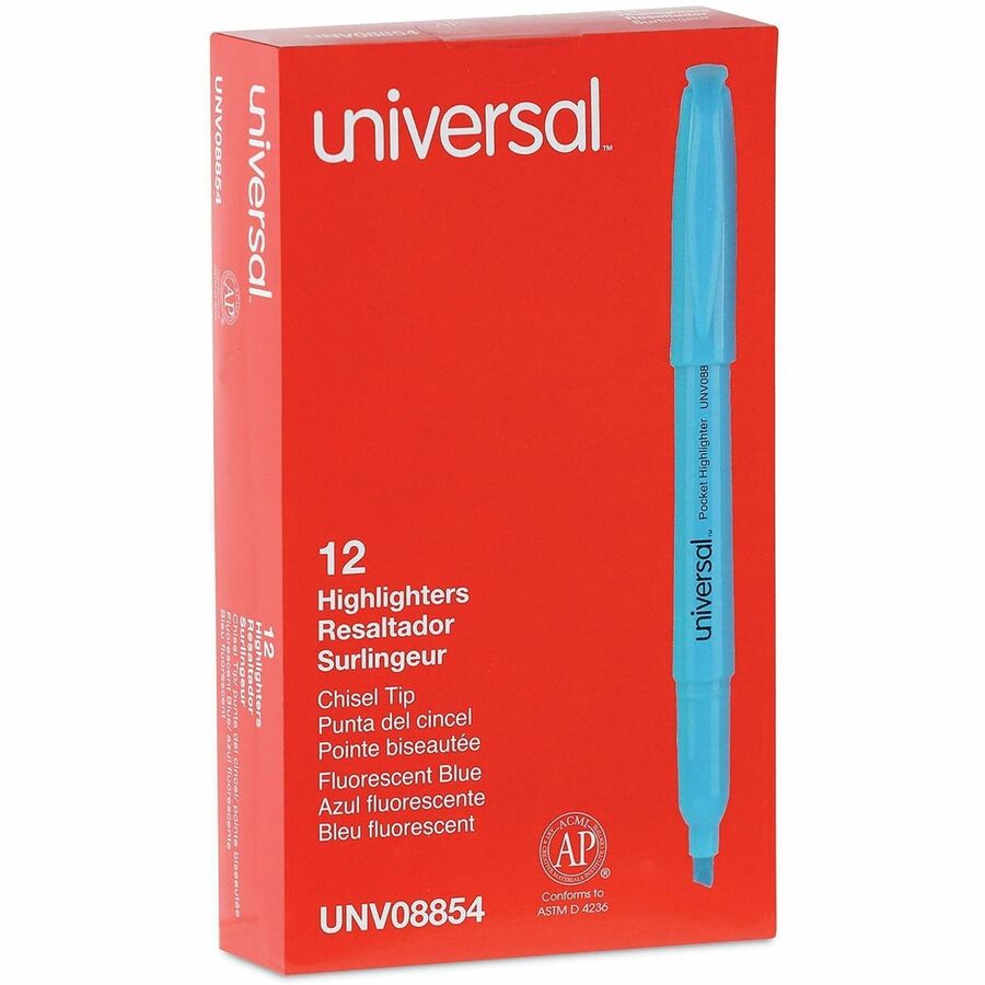 Universal Highlighter - Fluorescent Blue Ink - Blue Barrel - 12 / Dozen