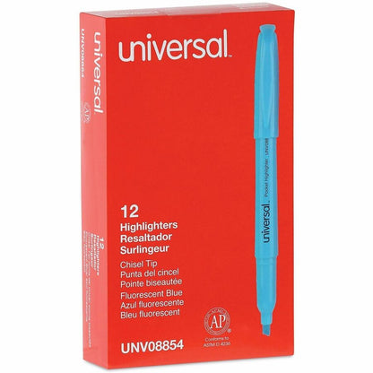 Universal Highlighter - Fluorescent Blue Ink - Blue Barrel - 12 / Dozen