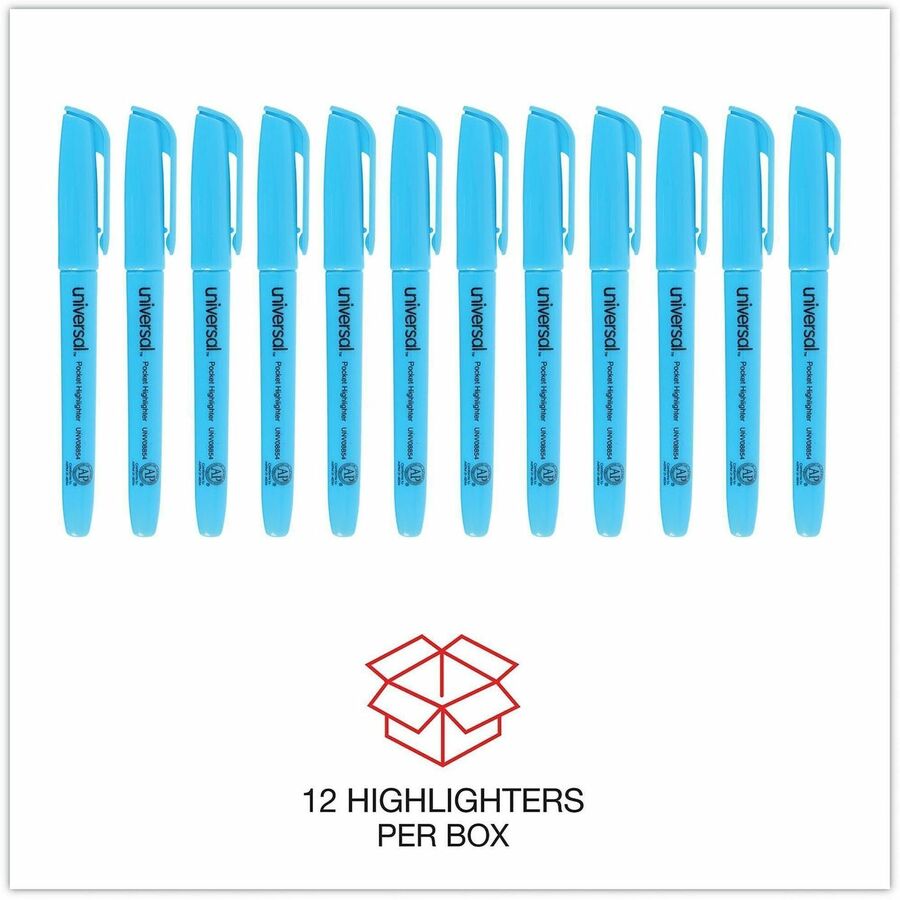 Universal Highlighter - Fluorescent Blue Ink - Blue Barrel - 12 / Dozen