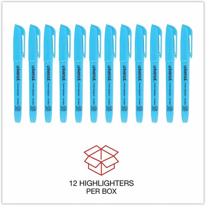 Universal Highlighter - Fluorescent Blue Ink - Blue Barrel - 12 / Dozen