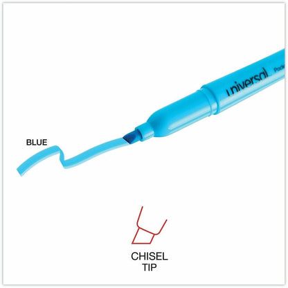 Universal Highlighter - Fluorescent Blue Ink - Blue Barrel - 12 / Dozen