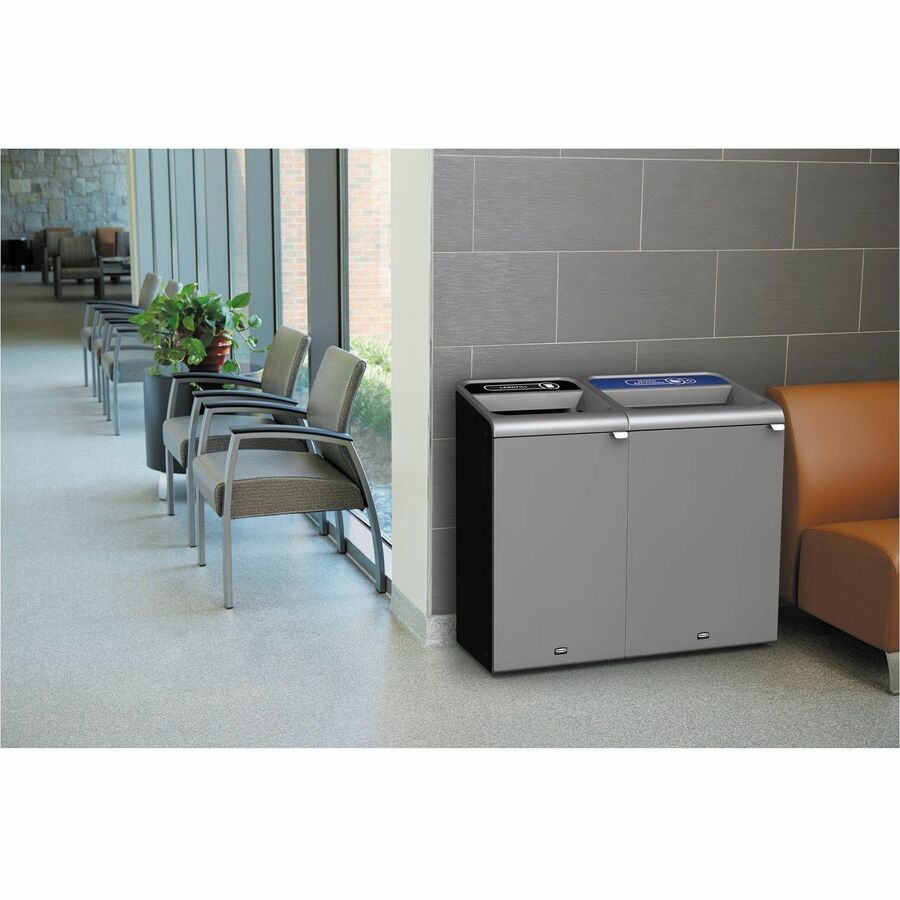 Rubbermaid Commercial Configure 1 Stream Gray Container - Open Top - 45 gal Capacity - For Commercial, Indoor, Outdoor -