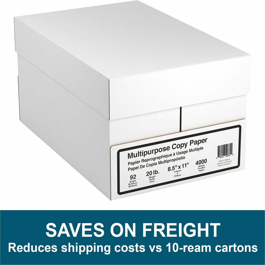 DSE 8 Ream Multipurpose Copy Paper - 4000 Sheets - 92 Brightness - Letter - 8 1/2" x 11" - 20 lb Basis Weight - White - 