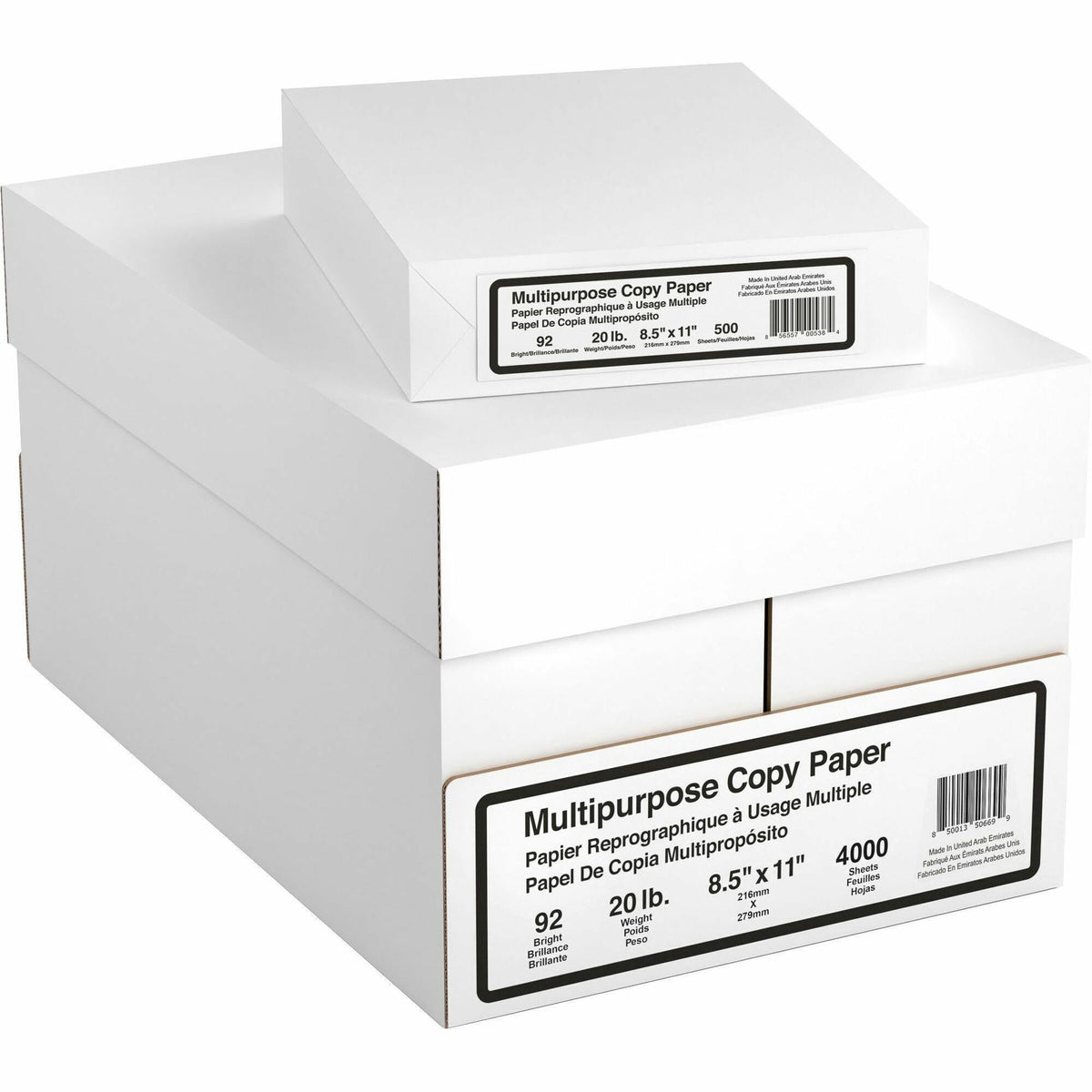 DSE 8 Ream Multipurpose Copy Paper - 4000 Sheets - 92 Brightness - Letter - 8 1/2" x 11" - 20 lb Basis Weight - White - 
