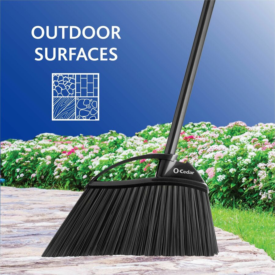 O-Cedar PowerCorner Outdoor Broom - Black, Gray - 1 Each