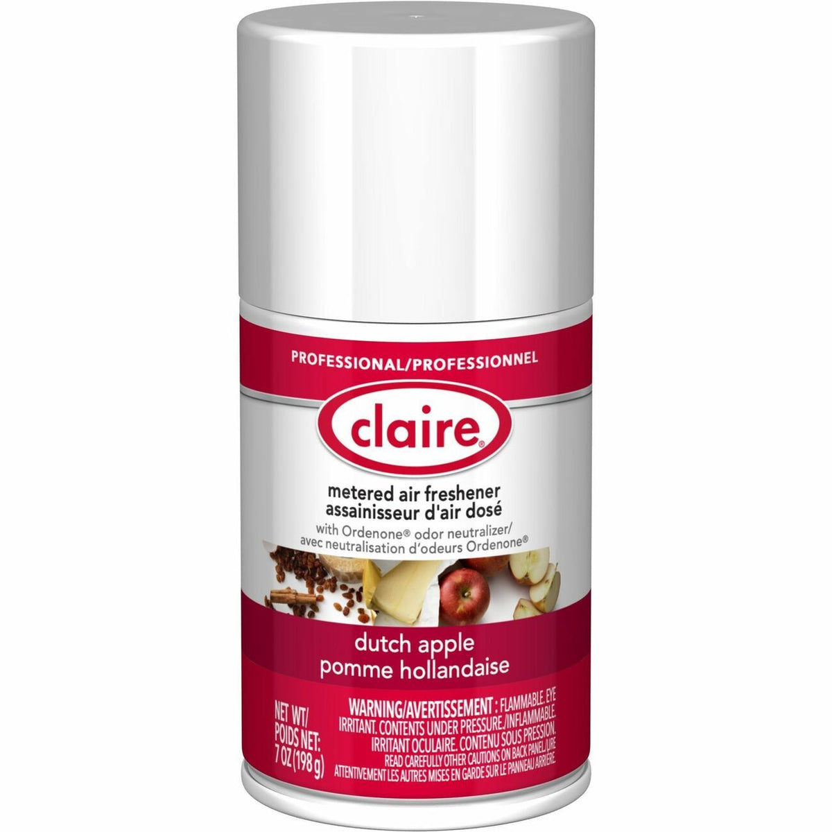 Claire Metered Air Freshener with Ordenone - Aerosol - 6000 ft³ - 7 fl oz (0.2 quart) - Dutch Apple - 30 Day - Odor Neut