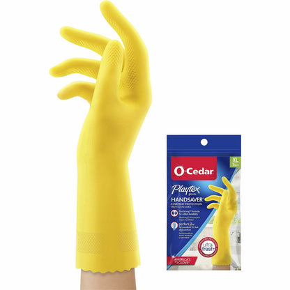 O-Cedar Playtex Handsaver Gloves - Hot Water, Chemical Protection - X-Large Size - Latex, Nitrile, Neoprene - Yellow - 2