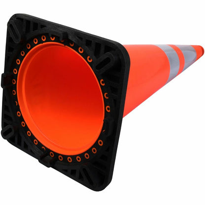 Tatco Slimline Traffic Cones - 36" Height - Reflective, Flexible - Polyvinyl Chloride (PVC) - Orange - 1 Each