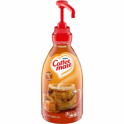 Nestle Professional Solutions Caramel Liquid Concentrate Coffee Creamer - Pump Bottle - Artificial Caramel Flavor - 50.7