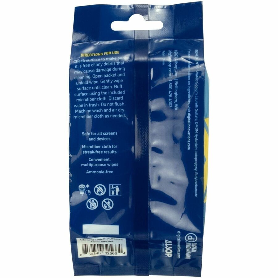 Allsop Multipurpose Tech Cleaning Wipes - For Multipurpose, Smartphone, Keyboard, Headset, Notebook - Pre-moistened - Mi