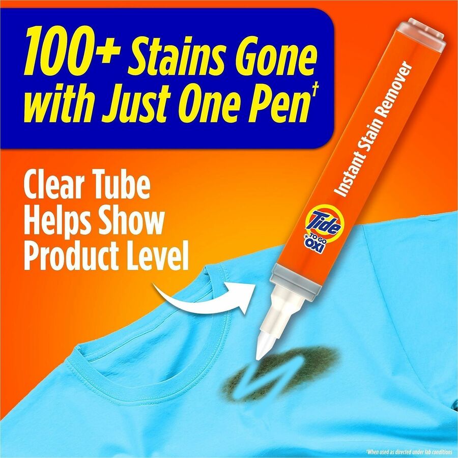 Tide To Go Stain Remover Pen - 0.34 oz (0.02 lb) - Phosphate-free, Machine Washable, Bleach-free - Orange - 6 / Carton