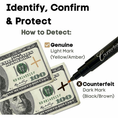 Dri Mark Counterfeit Dual Detector Pen - Ultraviolet, Watermark, Ink - Black, Green - 6 / Pack