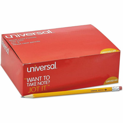 Universal Wood Pencil - Black Lead - HB/#2 - Yellow Wood Barrel - 144/Box - 144 / Pack