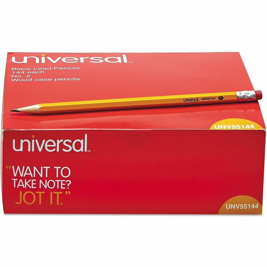 Universal Wood Pencil - Black Lead - HB/#2 - Yellow Wood Barrel - 144/Box - 144 / Pack