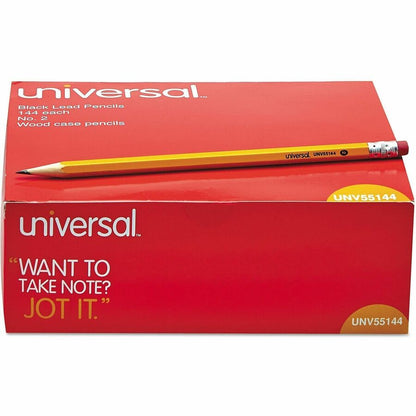 Universal Wood Pencil - Black Lead - HB/#2 - Yellow Wood Barrel - 144/Box - 144 / Pack