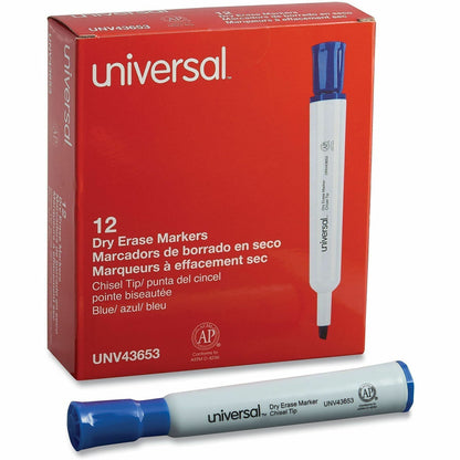 Universal Dry Erase Marker - Erasable - Blue Ink - Dry - Glass, Classroom, Home, Office - 12 / Dozen