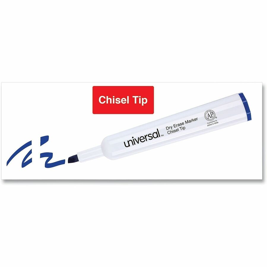 Universal Dry Erase Marker - Erasable - Blue Ink - Dry - Glass, Classroom, Home, Office - 12 / Dozen
