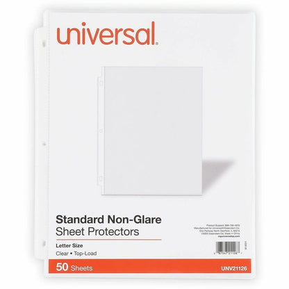 Universal Punched Ring Binder Sleeves - 2 x Sheet Capacity - For Letter 8 1/2" x 11" Sheet - 3 x Holes - Ring Binder - T