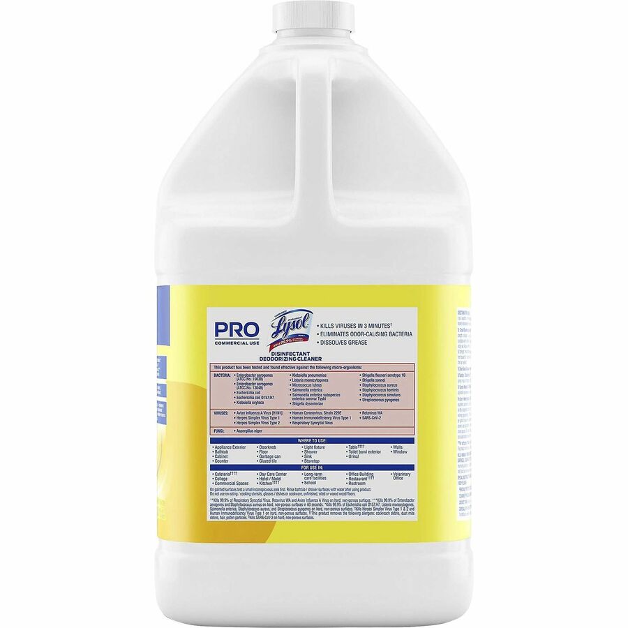 Professional Lysol Deodorizing Cleaner - For Multi Surface - Concentrate - 128 fl oz (4 quart) - Lemon Scent - 4 / Carto