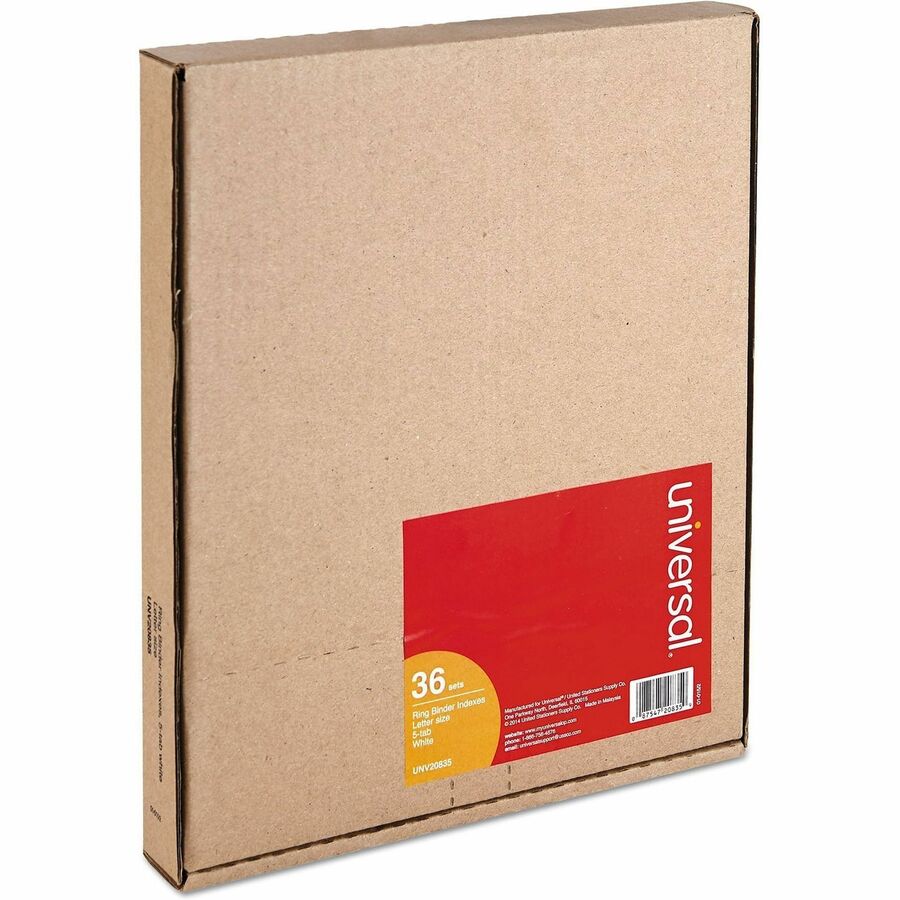 Universal Customizable Index Dividers - Side Tab(s) - 5 Tab(s)/Set - 8.5" Divider Width x 11" Divider Length - 3 Hole Pu