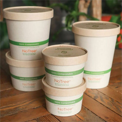 World Centric NoTree Compostable Kraft Paper Lids - Round - Paper, Kraft - Natural - 500 / Carton