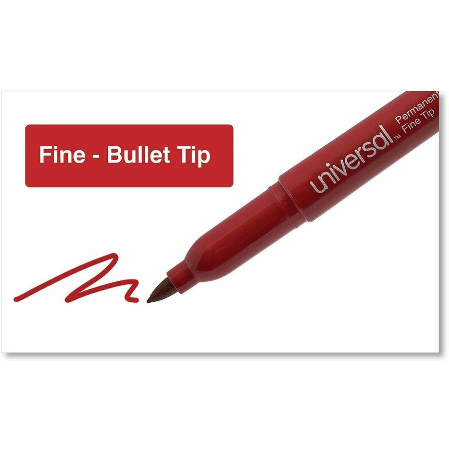 Universal Permanent Marker - Red Ink - Writing, Sketching, Classroom - 12 / Dozen